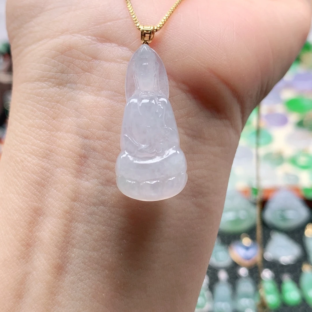 吊坠(不含链)18K金镶嵌翡翠