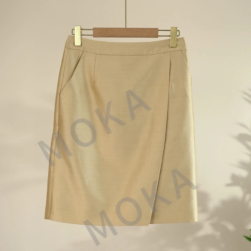 意大利伽D36姆米丝羊毛一步裙光泽感女士半裙（241193）