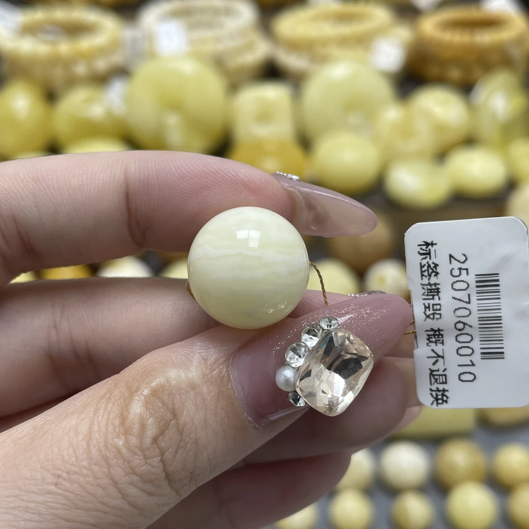 段掌柜臻选·15.5mm天然原矿蜜蜡浓白蜡虎皮妖花圆珠