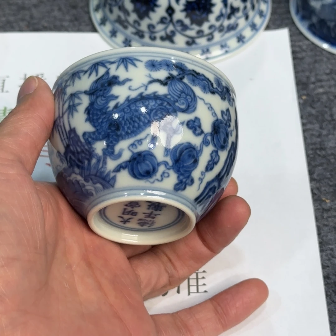 瓷杯子当代仿古精品全手工