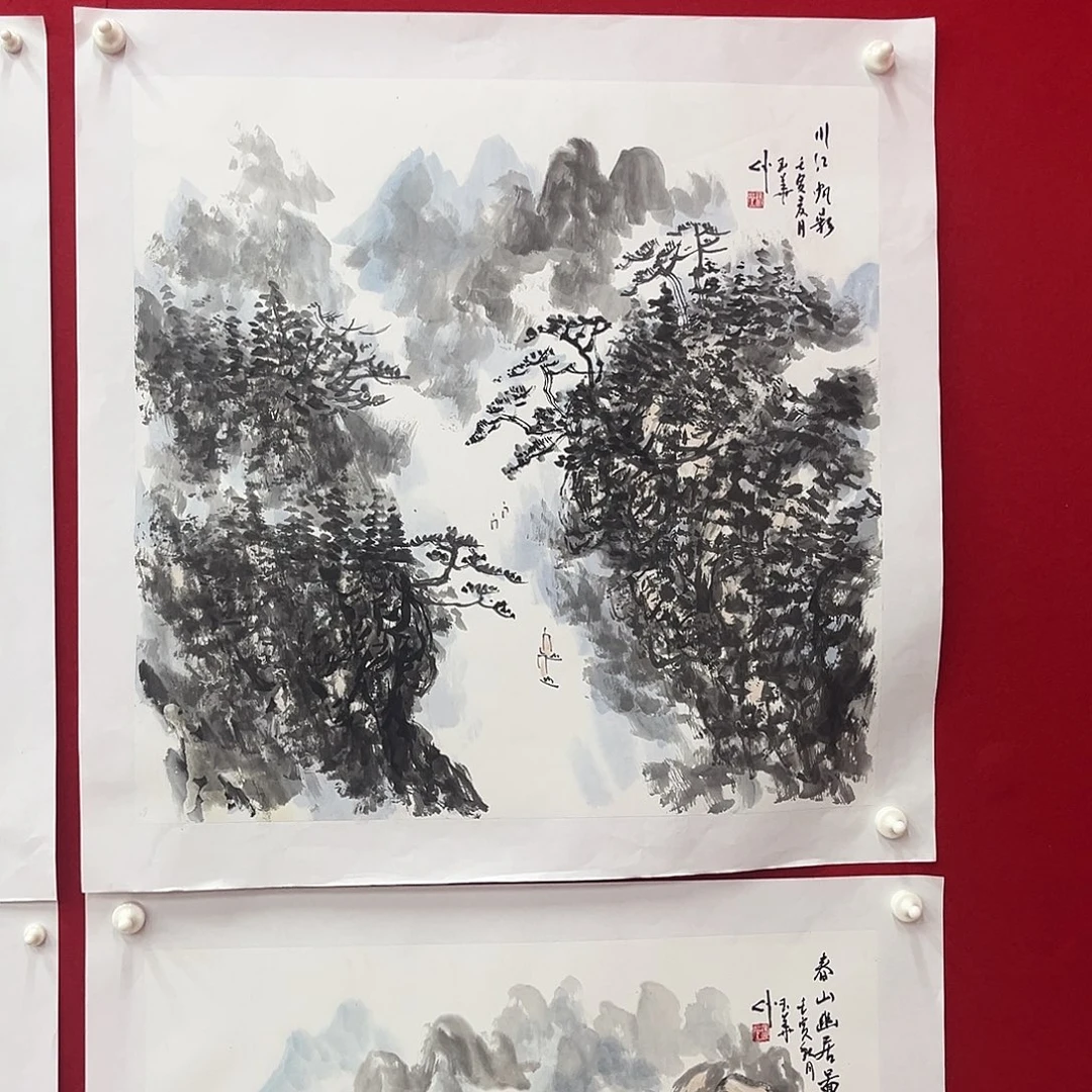 国画绘画作品多次