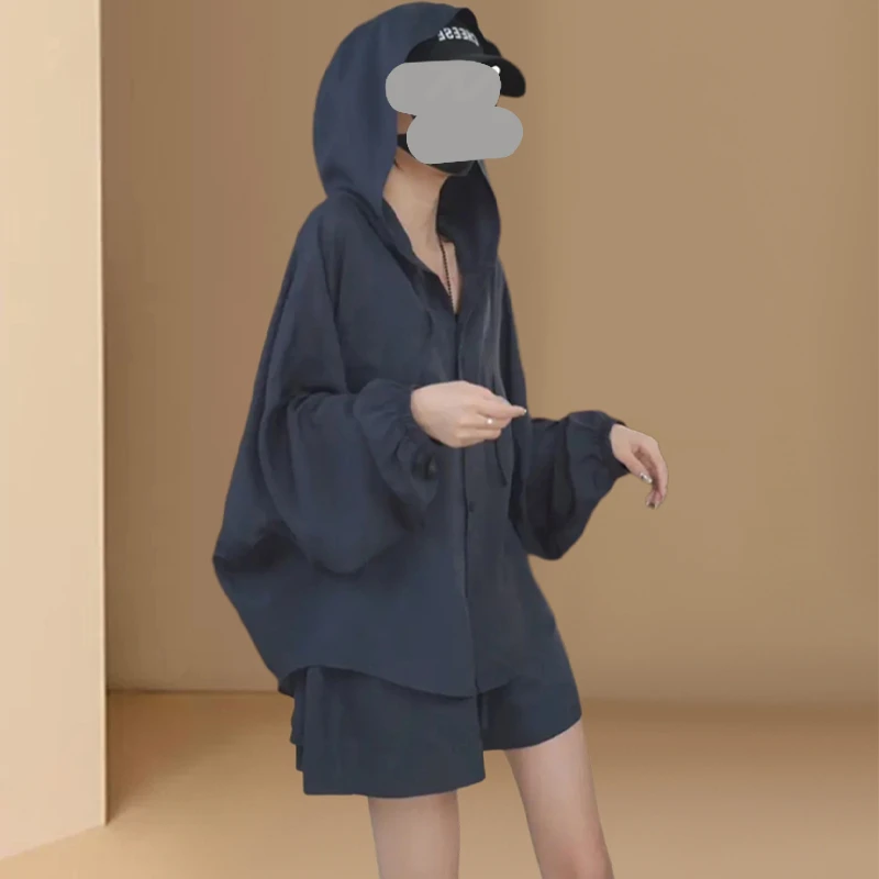 欧货休闲运动套装女夏季小个子宽松炸街薄款防晒衣短裤两件套洋气