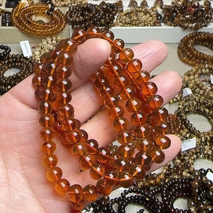 琥珀未镶嵌颈饰抚顺金珀8+mm108