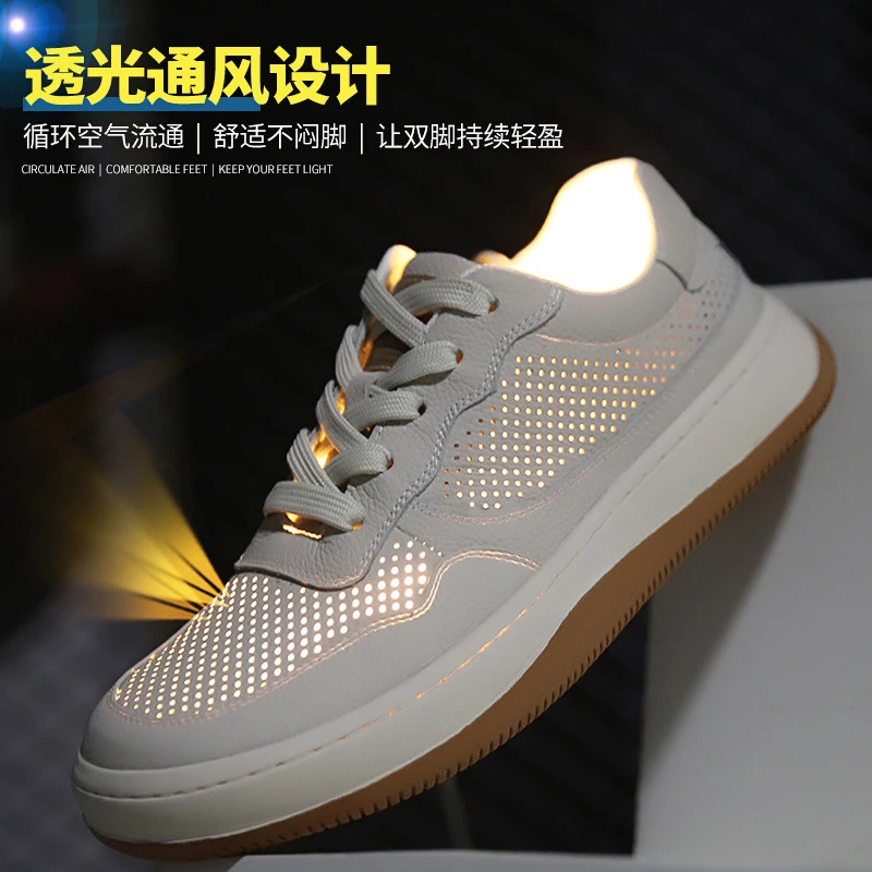 头层牛皮夏季打孔凉鞋透气舒适芒果鞋头商务休闲时尚百搭男士板鞋