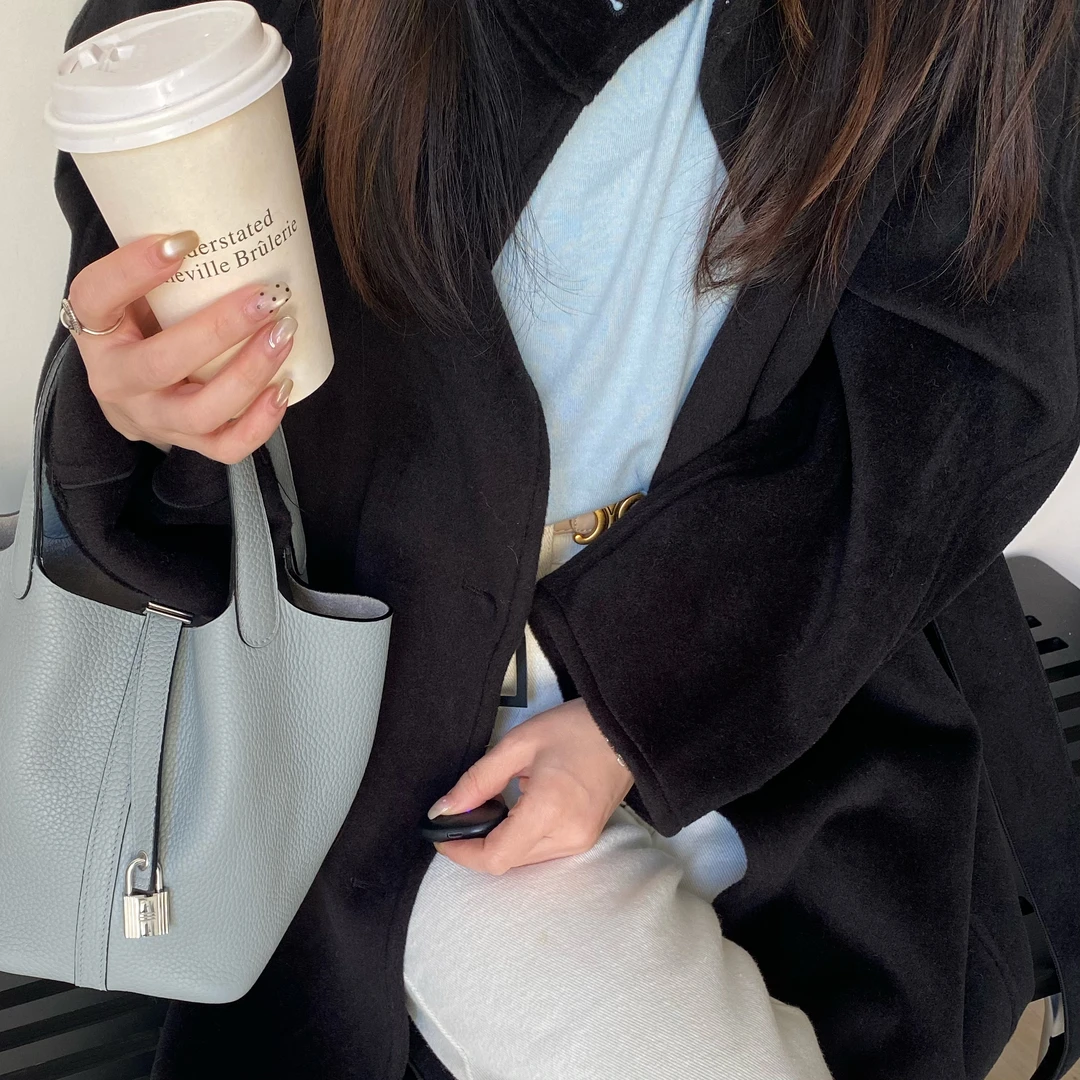 手工蜡线荔枝纹TC头层牛皮时尚轻奢百搭单肩斜挎手提菜篮子女包