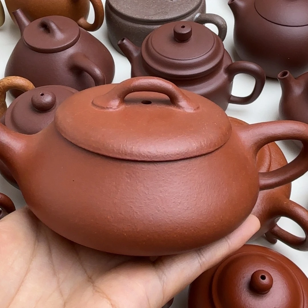 苏***）茶壶紫砂红降坡逸瓢200cc瑕疵