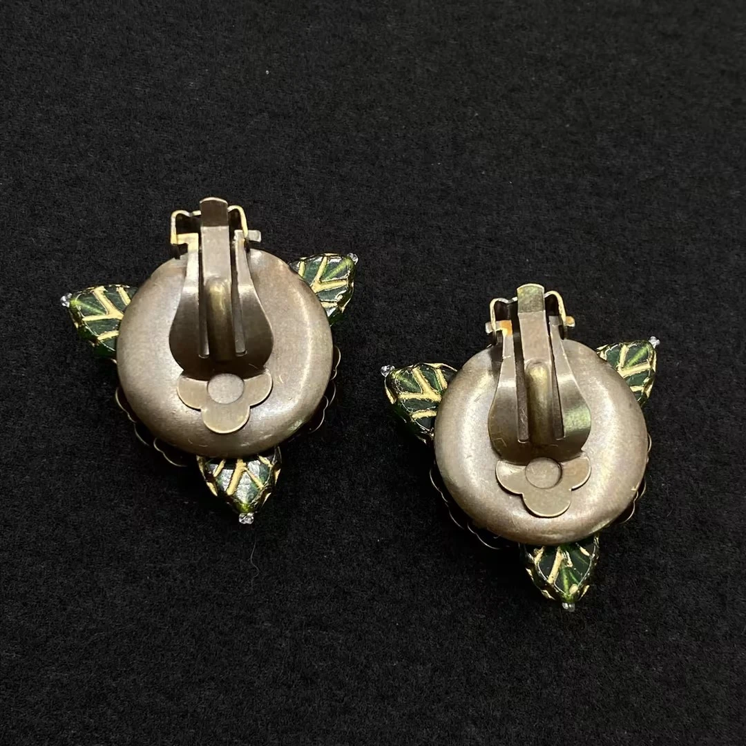 铜合金仿水晶耳饰 【Liz璇子】捷克琉璃重工编织耳夹H42326无鉴赏期