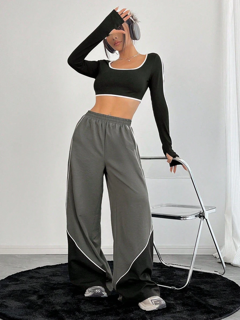 跨境尾单全店亏本清！两件套      KJ242G017直筒显瘦高腰春夏