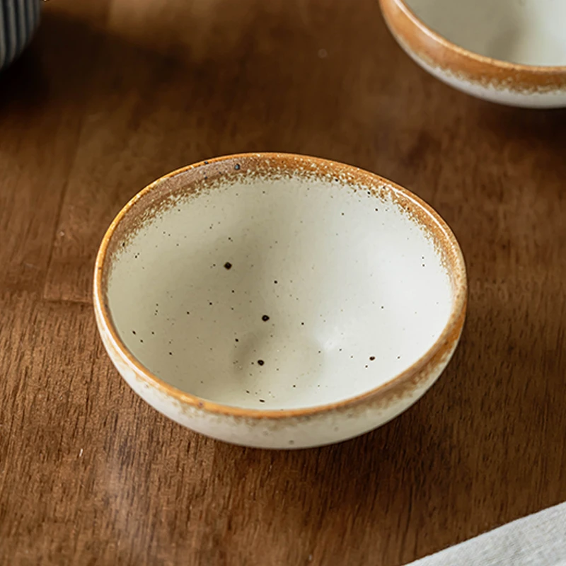 日式复古风粗陶景德镇同款元宝碗家用5.1英寸米饭碗高颜值沙拉碗