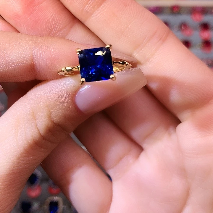 蓝宝石戒指银S925镶嵌
