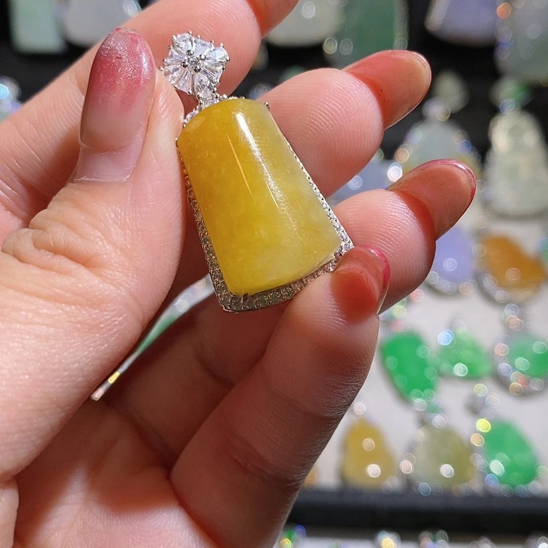 翡翠银S925镶嵌颈饰天然翡翠