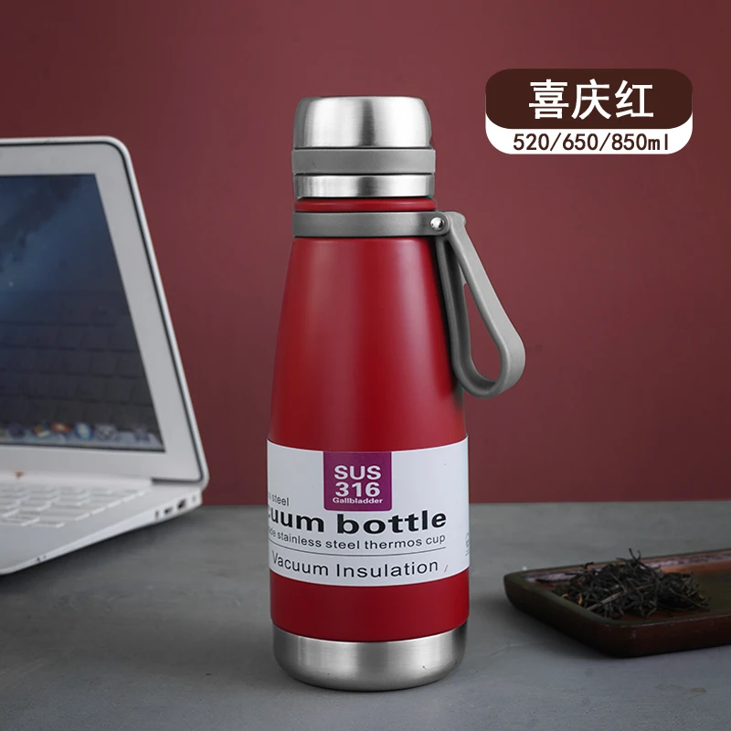 2025新红色可乐瓶316不锈钢真空保温杯超大容量户外车载全钢水杯