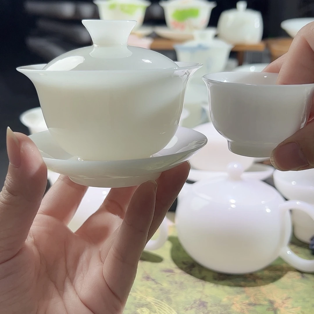 午***狼璞玉元宝盖碗盖下130ml+10个小铃铛杯45ml