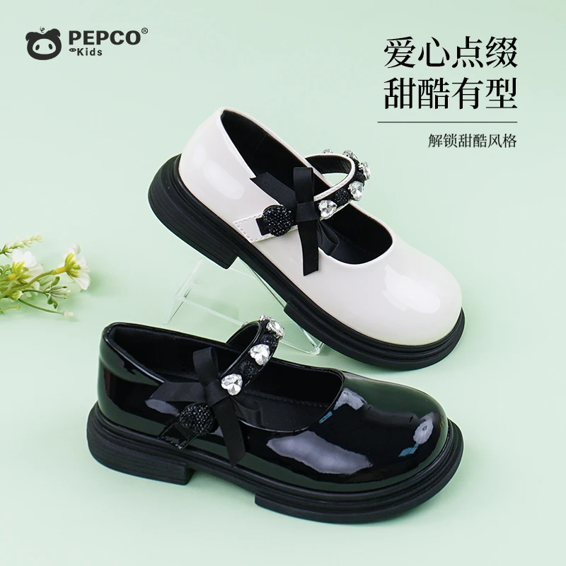 小猪班纳春秋黑色软底玛丽珍中大童耐磨休闲防滑小女孩小皮鞋