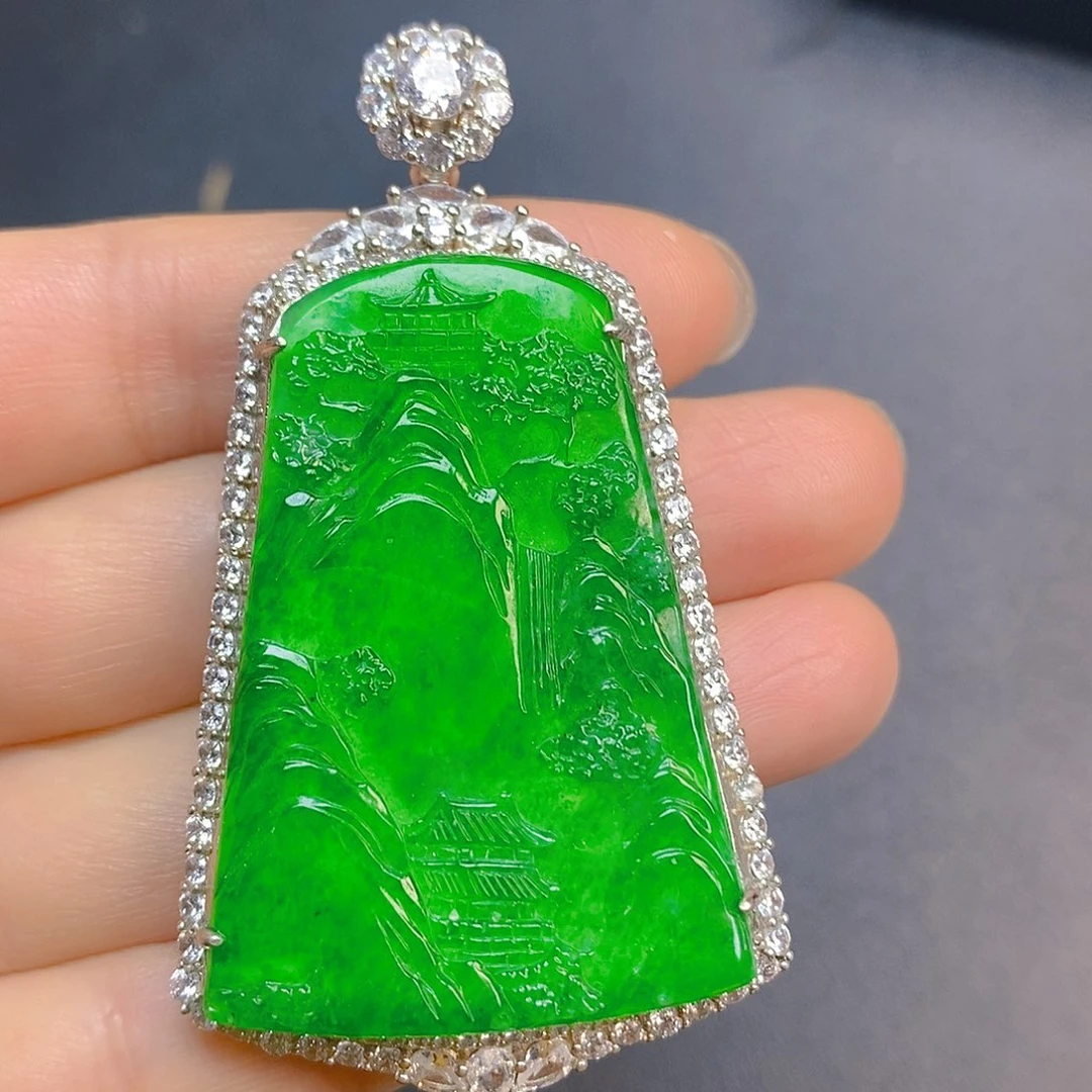 翡翠银S925镶嵌颈饰