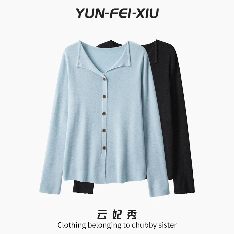 云妃秀大码女装针织衫时尚休闲宽松显瘦纯色简约百搭上衣春69245