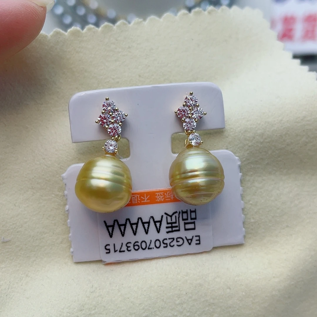 银S925镶嵌耳饰海水珍珠w94