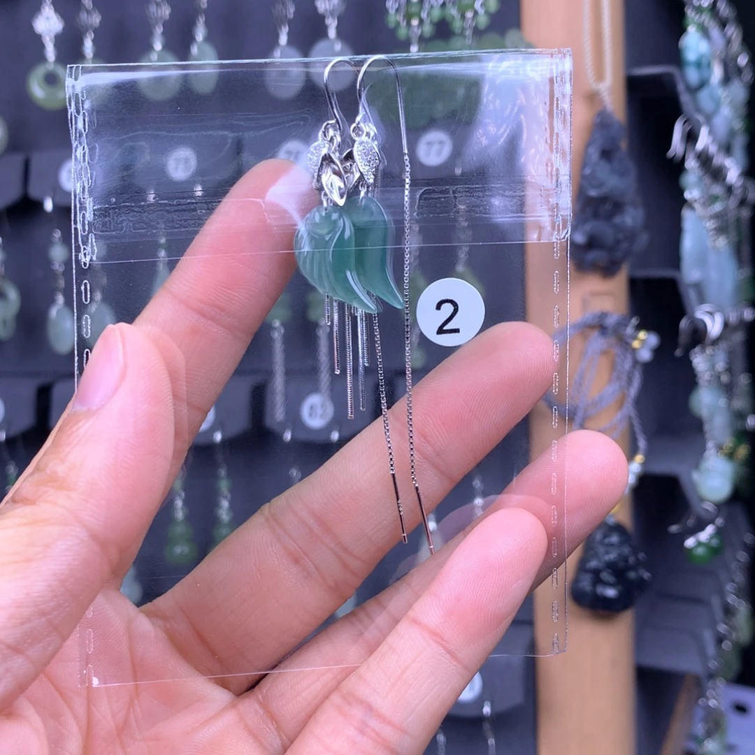 翡翠耳饰银S925镶嵌梅*、