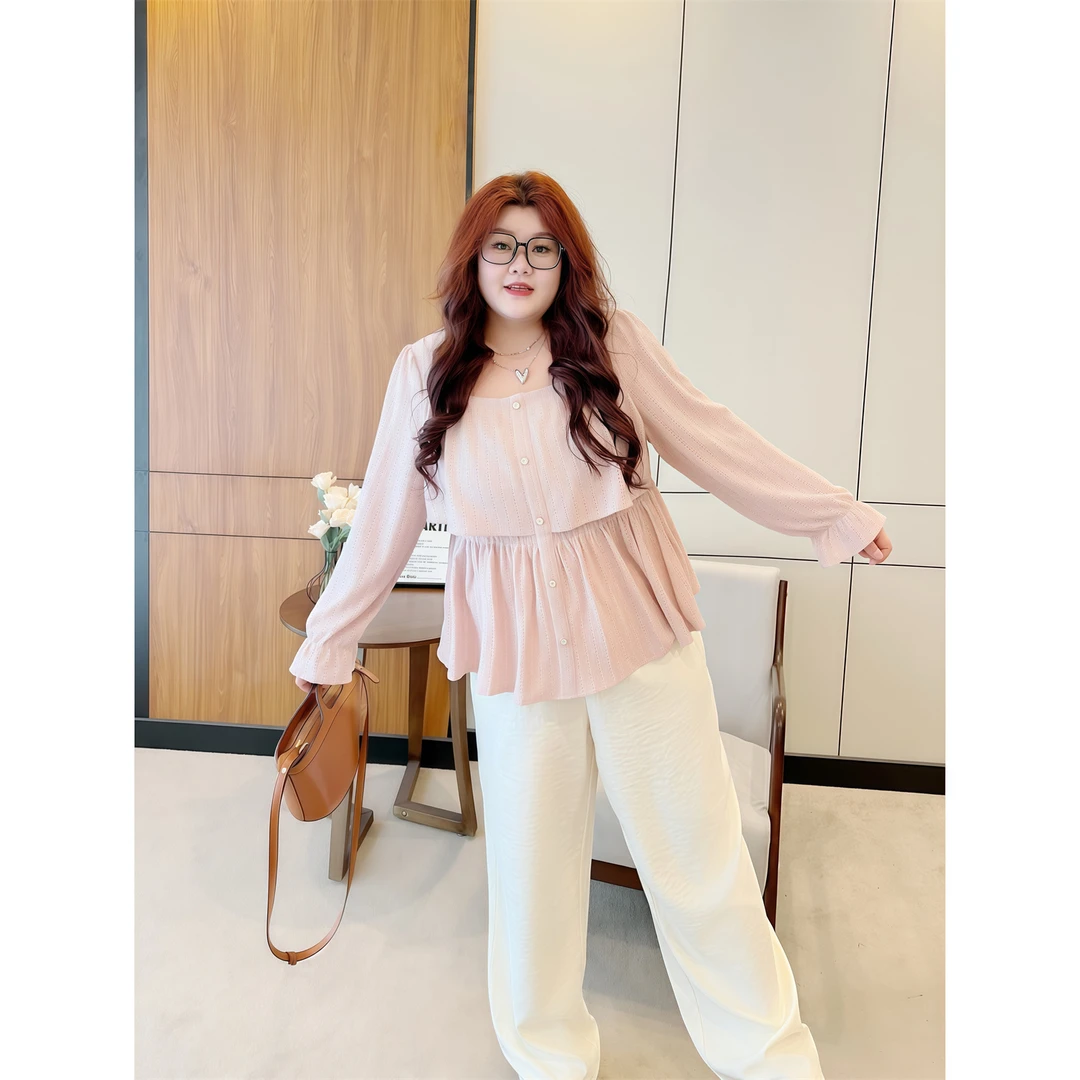 断码捡漏~青岚覆雪 / 气质法式荷叶边方领娃娃衫14238花契大码