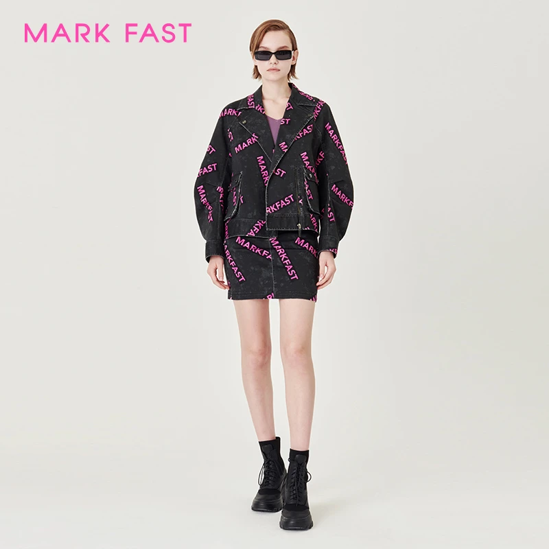 MARKFAST秀场同款设计师品牌印花牛仔外套女M1CFW14000