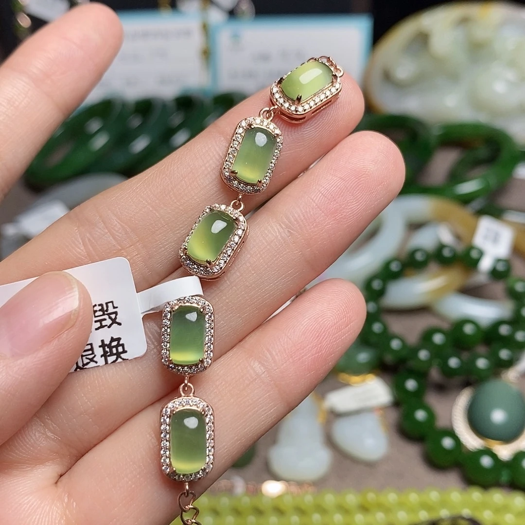 银S925镶嵌手链和田玉