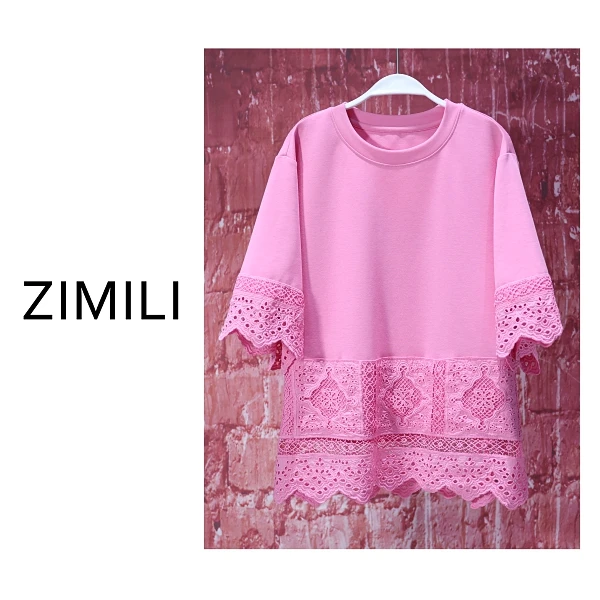 【亮哥欧货女装】2026新品《莲花粉》新疆棉高克重欧版短袖9191