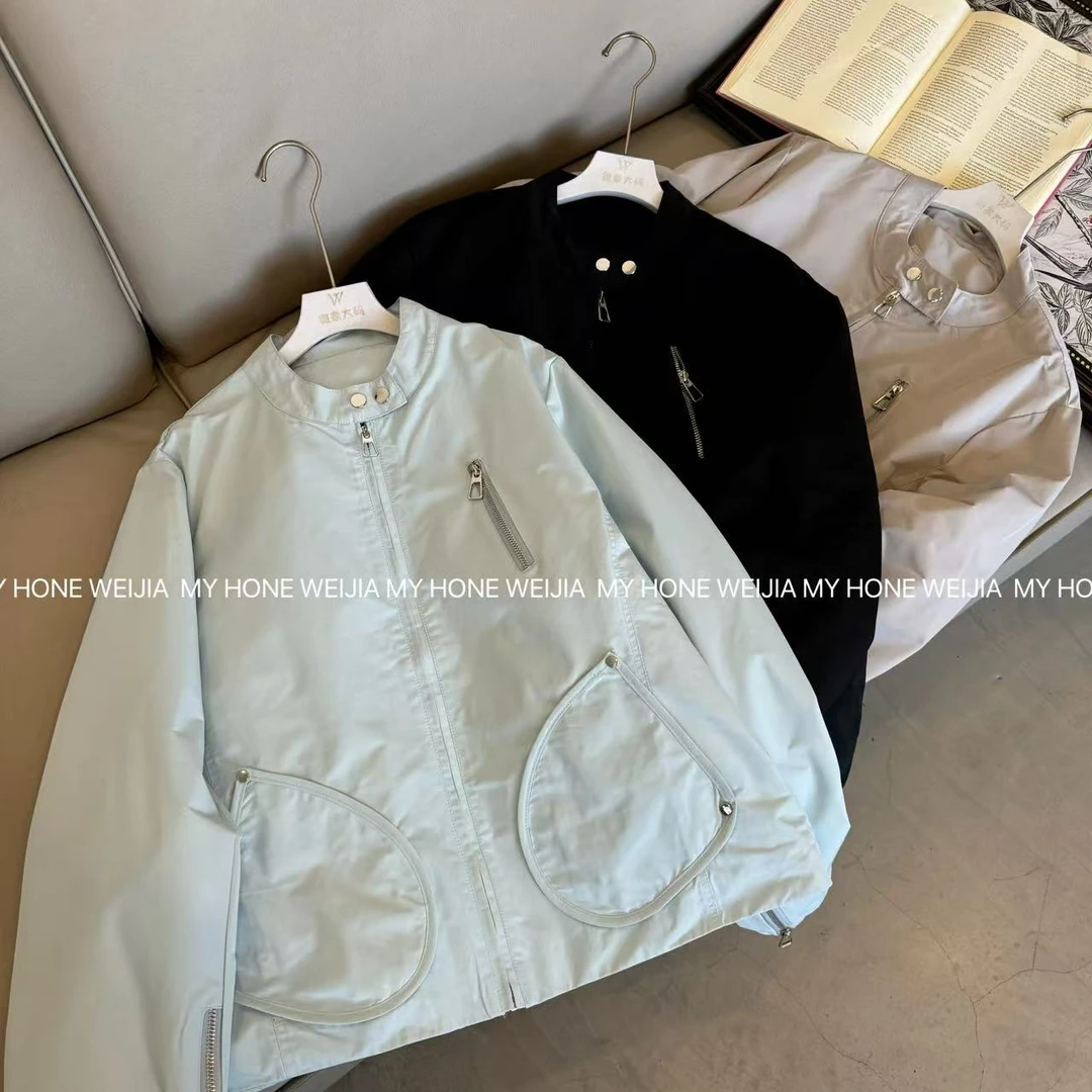 【WJ】春款9252三色拉链金属扣装饰工装外套洋气（3-6）