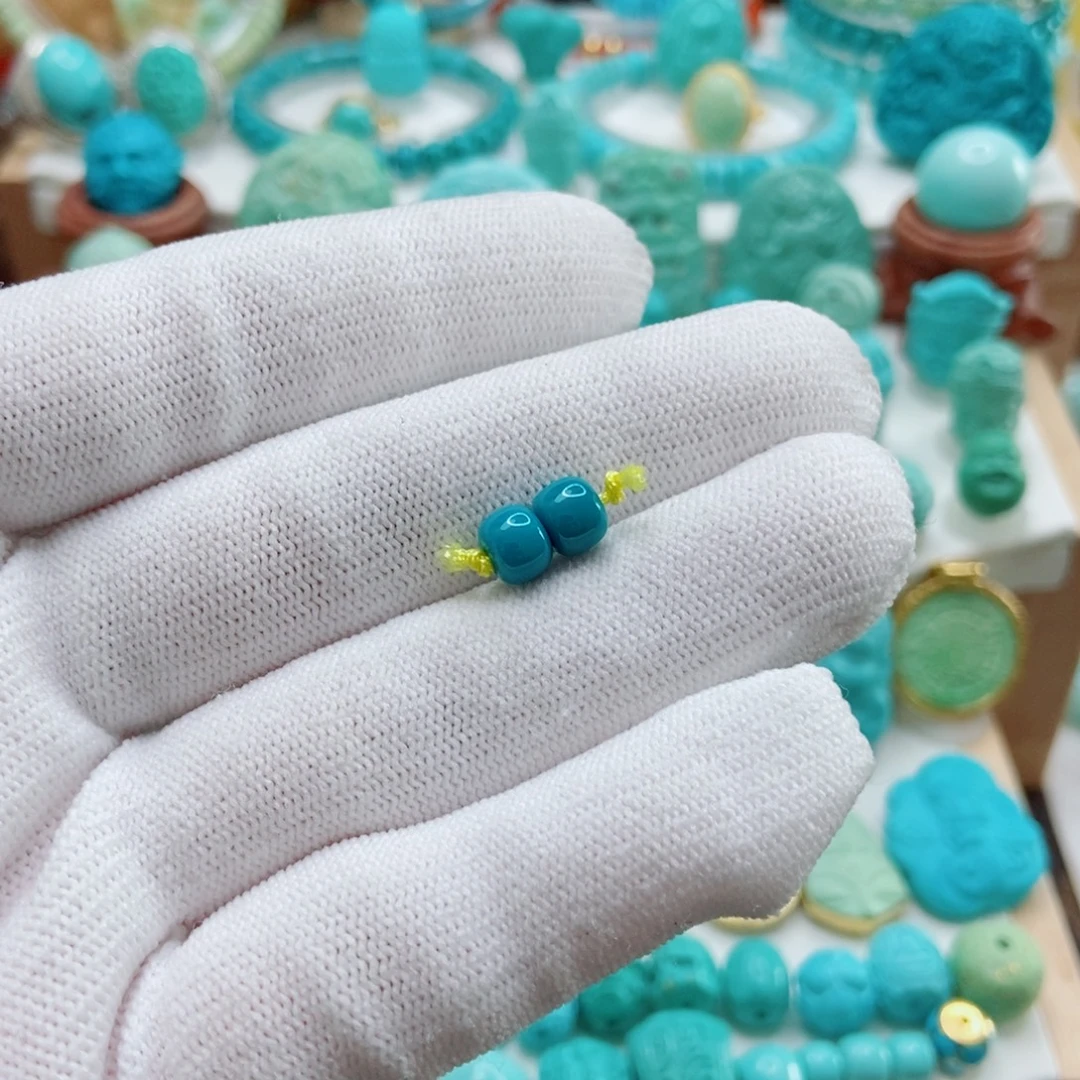 绿松石未镶嵌对珠6mm