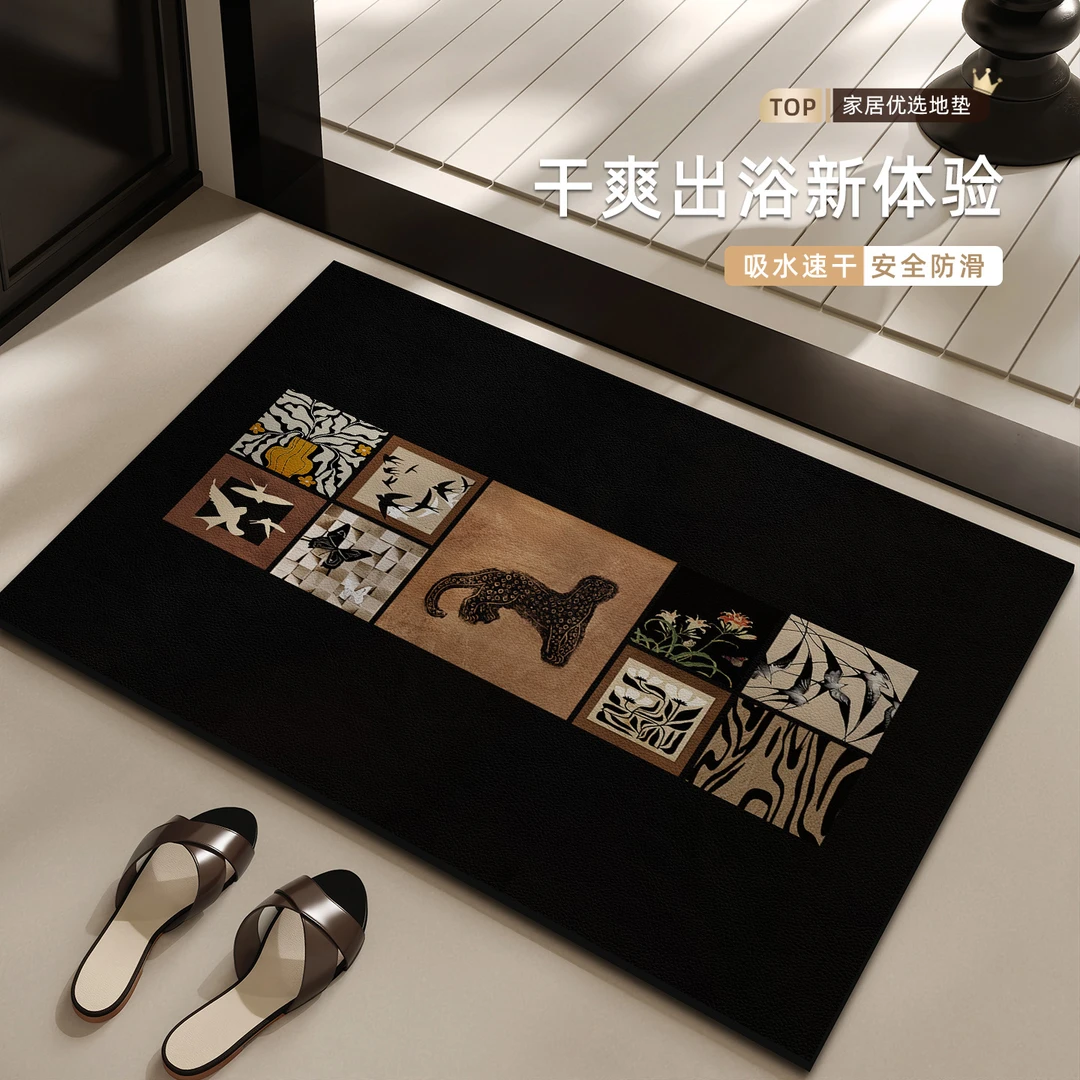 欧莱森轻奢浴室吸水垫软硅藻泥耐脏防滑速干卫生间地垫复古防滑垫