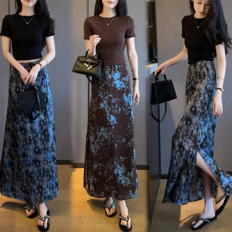 时尚套装裙女2025夏新款时髦洋气设计感镂空短袖T恤半身裙两件套