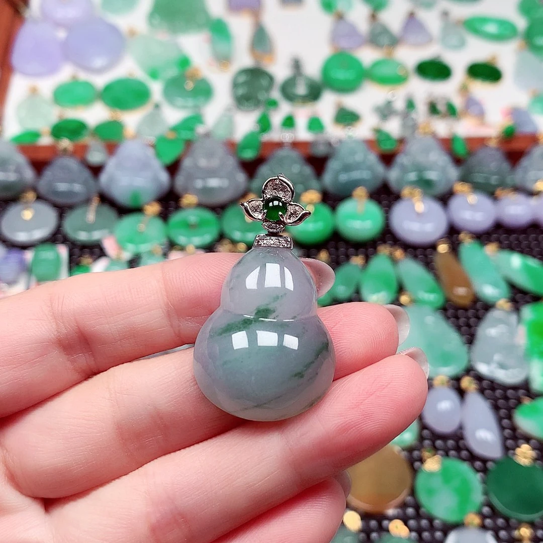 翡翠18K金镶嵌吊坠(不含链)