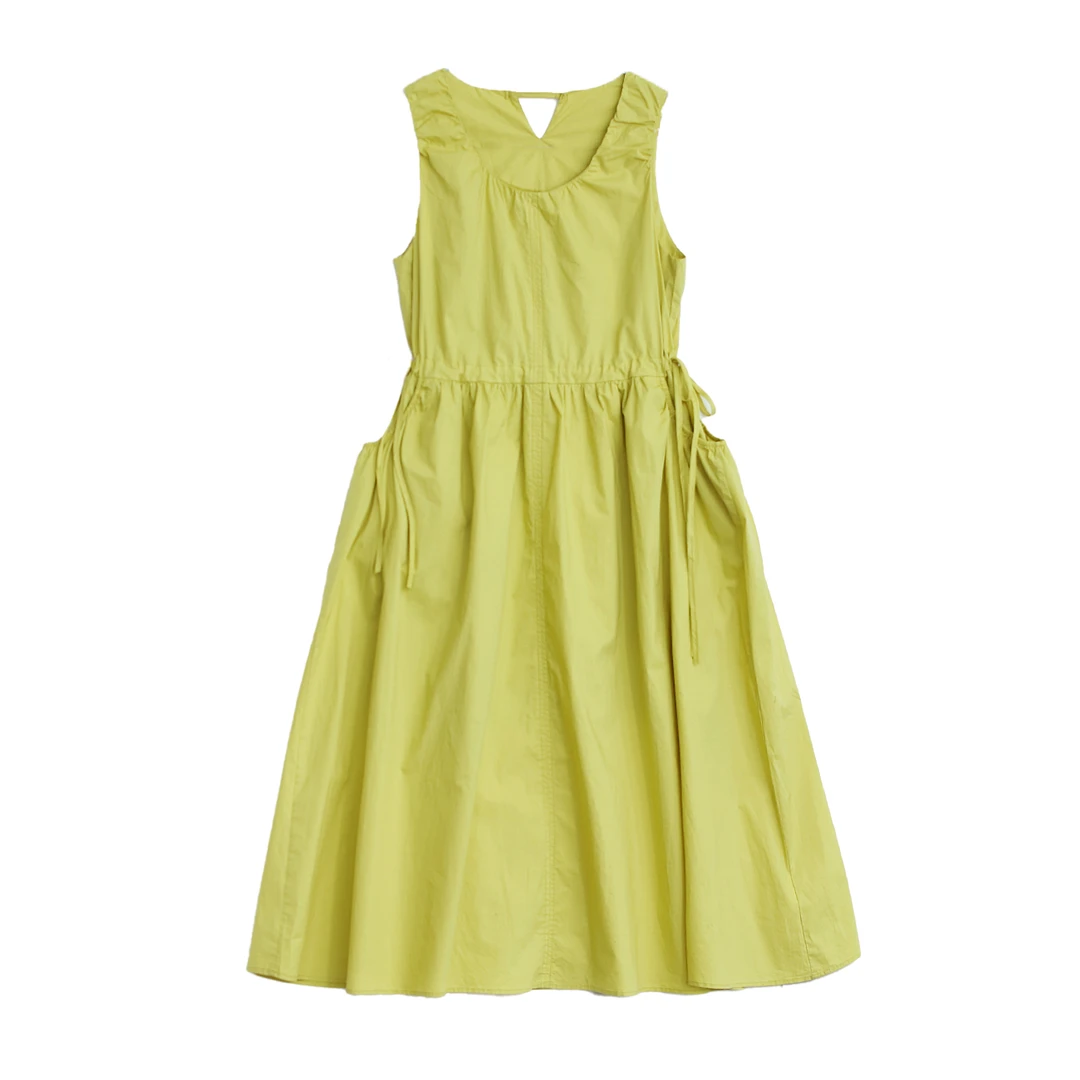 【VOG原创】裙116 夏季新款纯色无袖腰部抽绳减龄连衣裙女C232