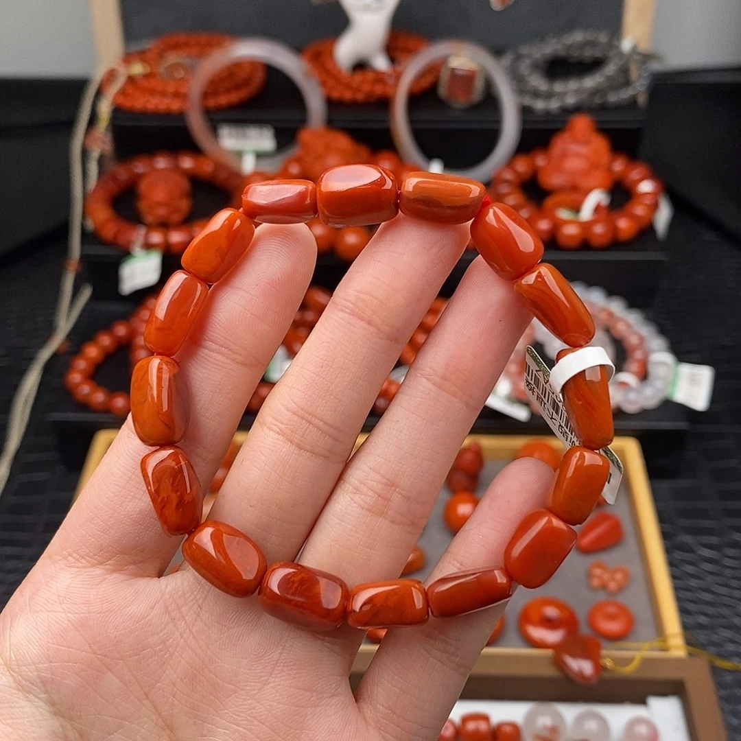 南红玛瑙未镶嵌四川凉山枣珠手串8mm