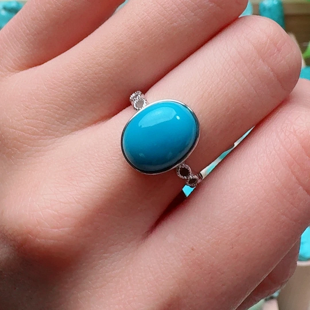 绿松石银S925镶嵌戒指