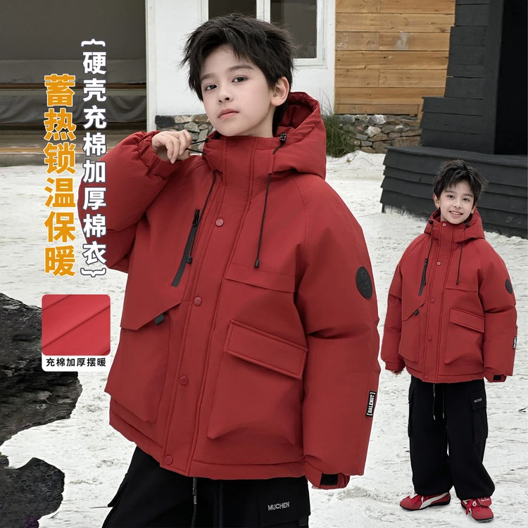 男童棉衣儿童连帽中长款加厚保暖蓄热锁温冬季休闲棉服KK7268