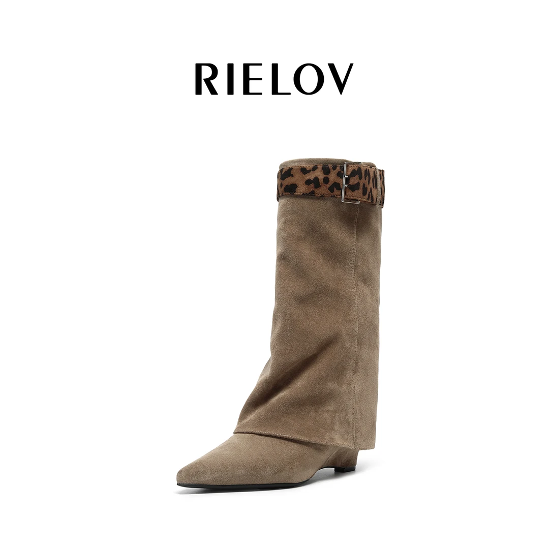 【RIELOV●秀儿●豹纹】增高5cm时尚潮流百搭女士时装靴  7532-1