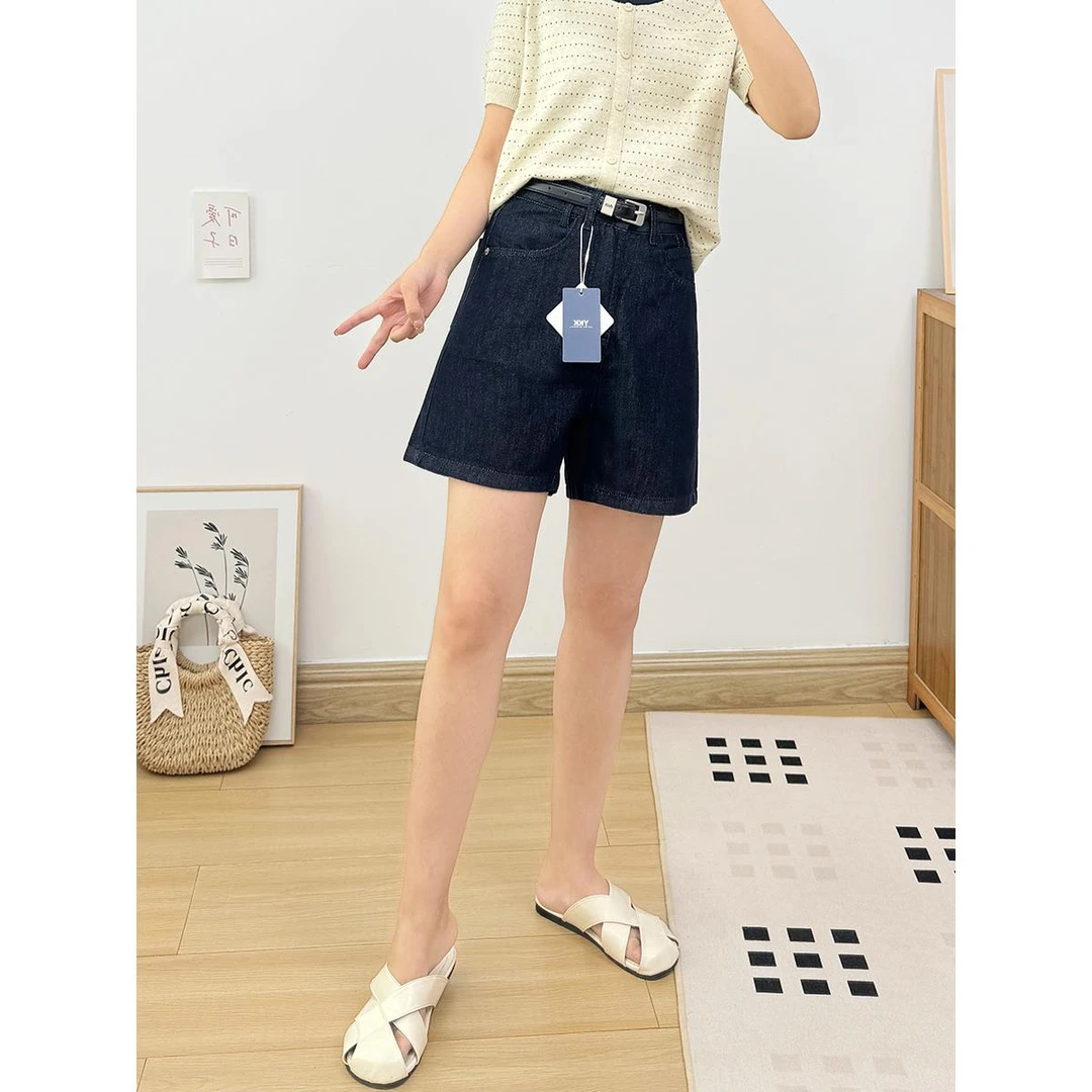版型超正！夏季薄款A字牛仔短裤女 小个子高腰显瘦三四分阔腿短裤