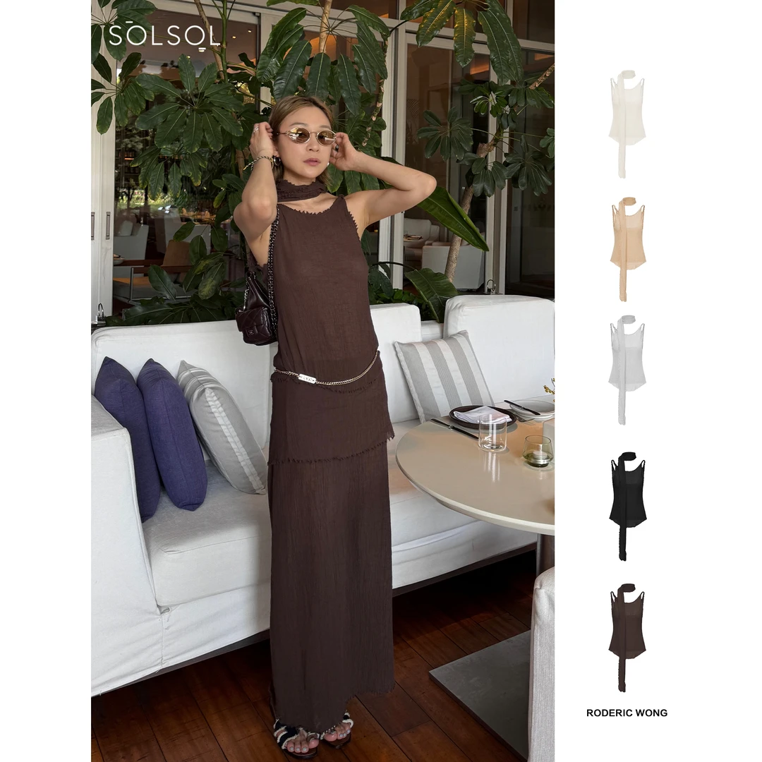 RODERIC WONG设计师品牌25春夏新品皱感毛边吊带SOLSOL买手店