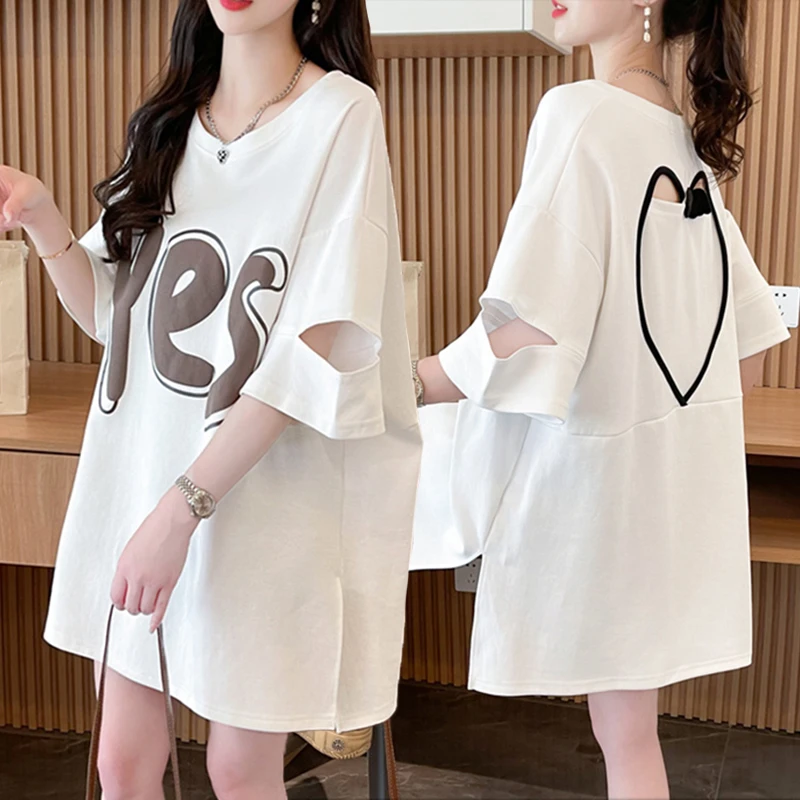 露肩露背设计感纯棉短袖T恤女夏季新款韩版宽松大码洋气辣妈上衣