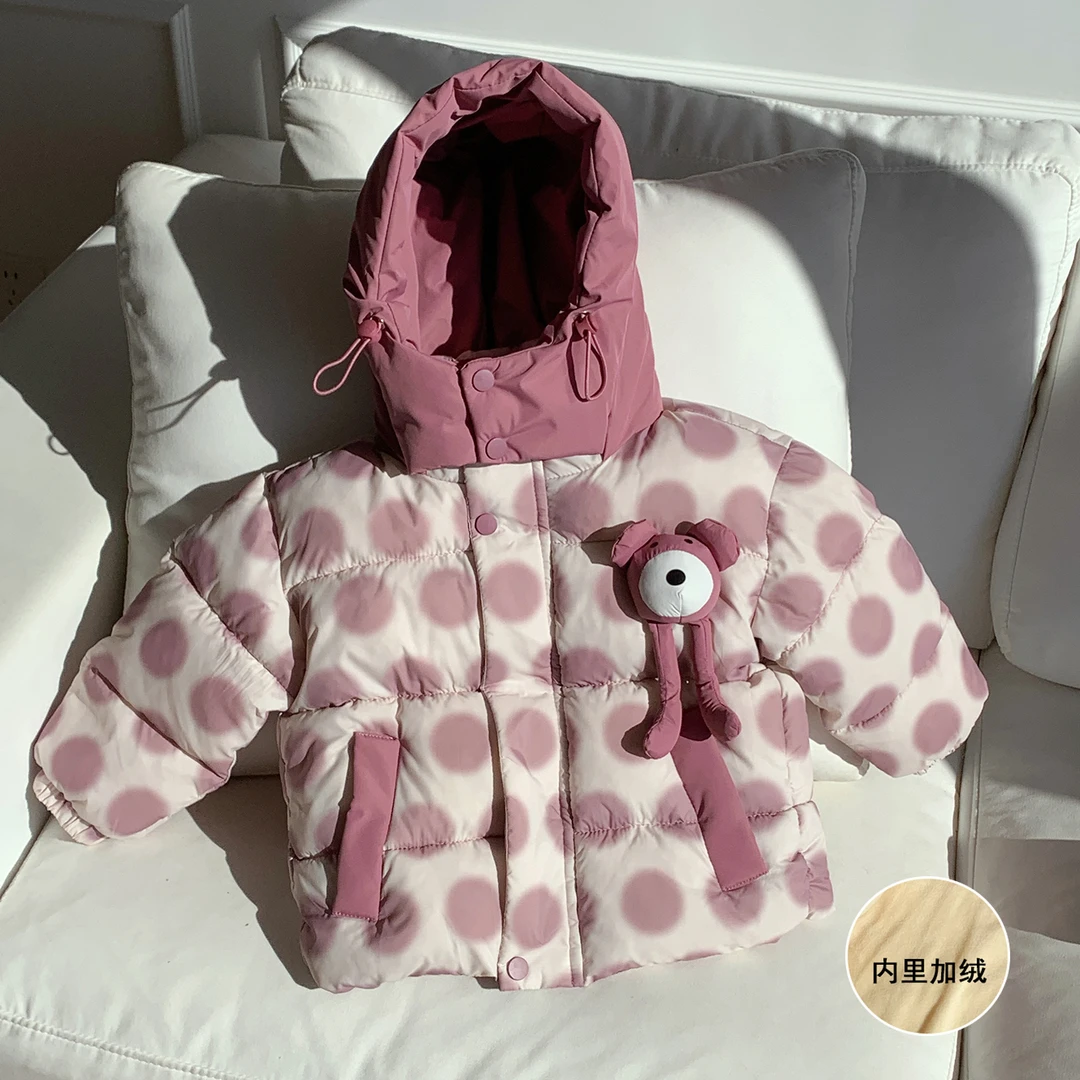 新款儿童棉服男女童加绒加厚棉衣中小童冬季连帽短款保暖外套上衣