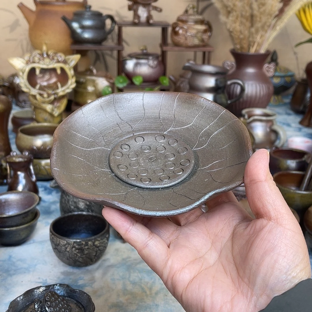 还原烧荷叶壶承盘
