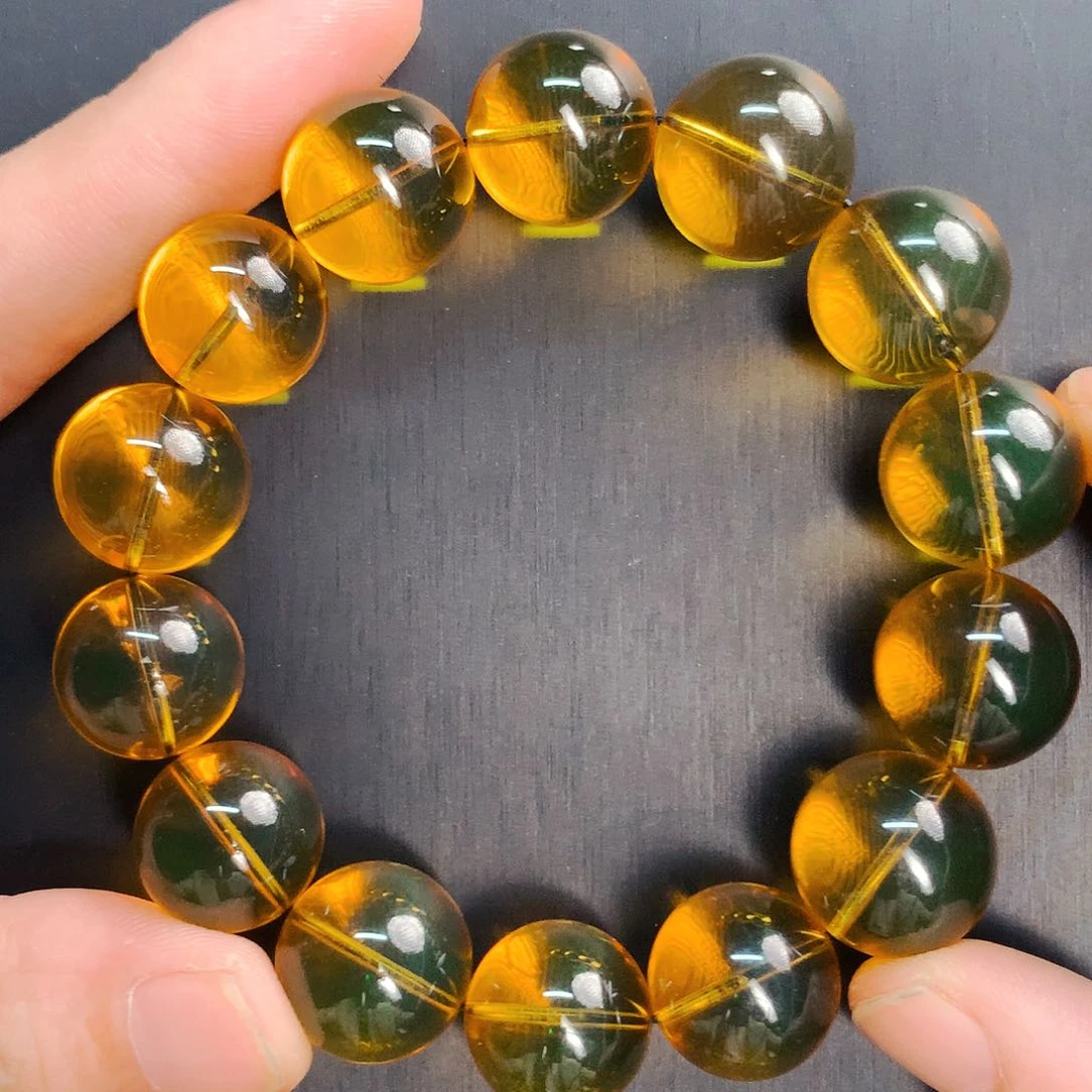 琥珀珠宝奇石未镶嵌蓝珀16mm手串