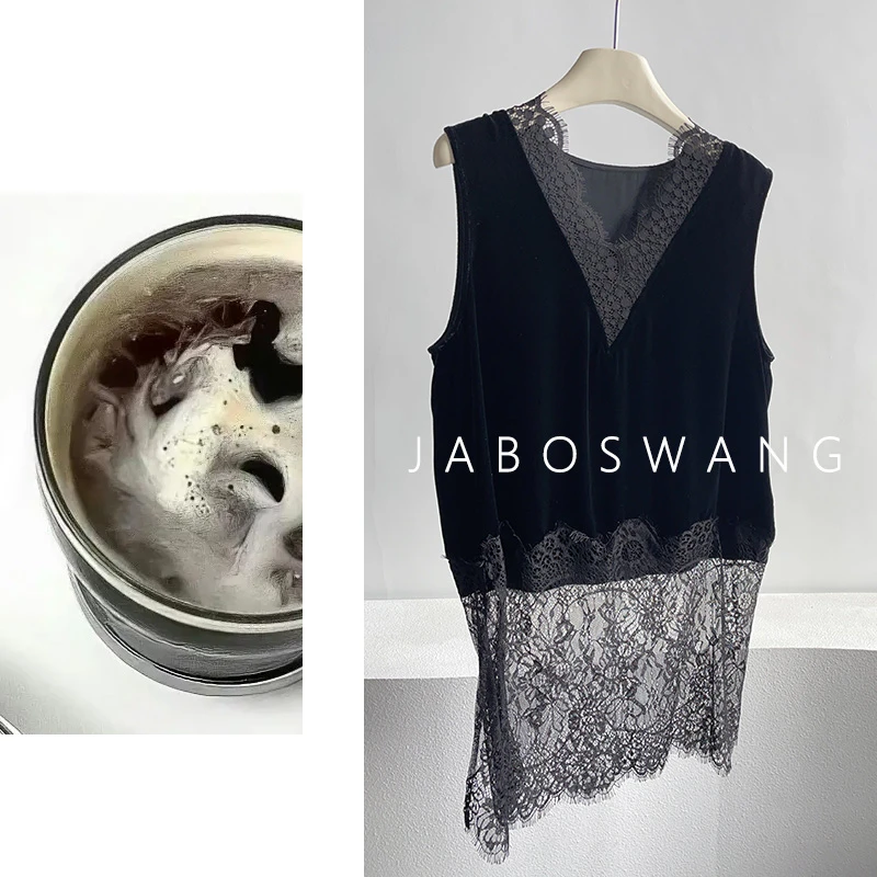 S1243胸有丘壑背心2025夏季新款时尚百搭圆领印花拼接度假风