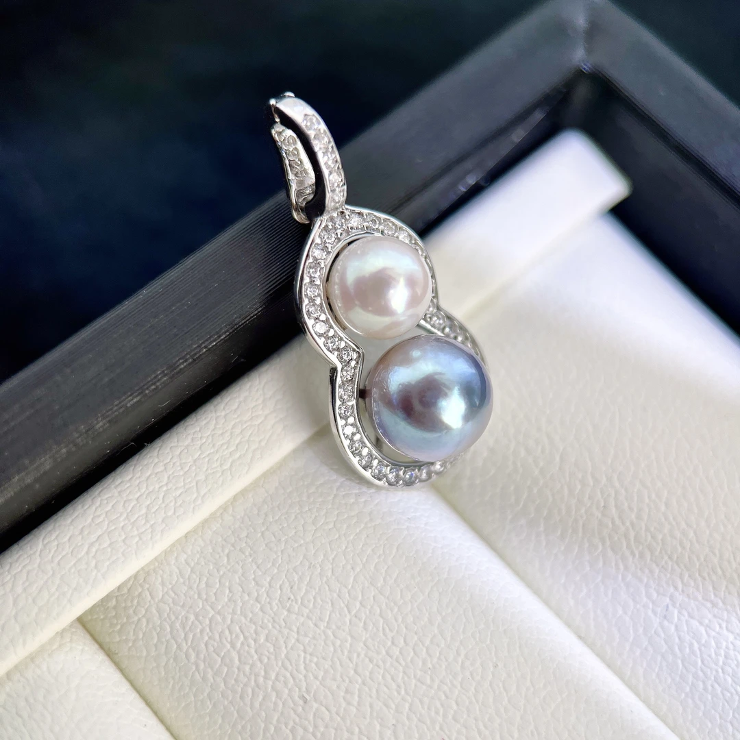 【珍珠甄选】海水真多麻akoya葫芦吊坠 6-7 7-8 S925银 S1349