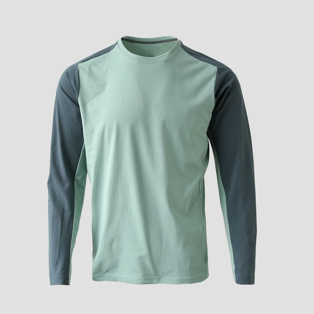 吸湿透气+3D立裁~平替系春季男士运动打底衫圆领休闲速干袖-2497