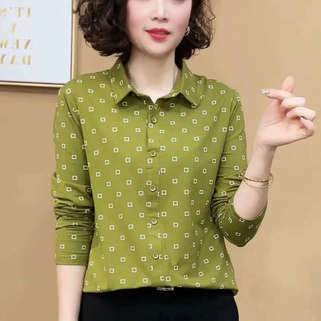 春秋季新款衬衫2025宽松中年妈妈装长袖大码衬衣减龄休闲上衣女装