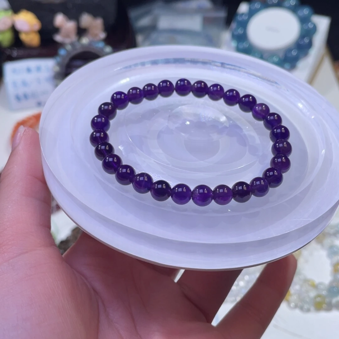 未镶嵌手链水晶乌拉圭浓郁紫水晶6mm
