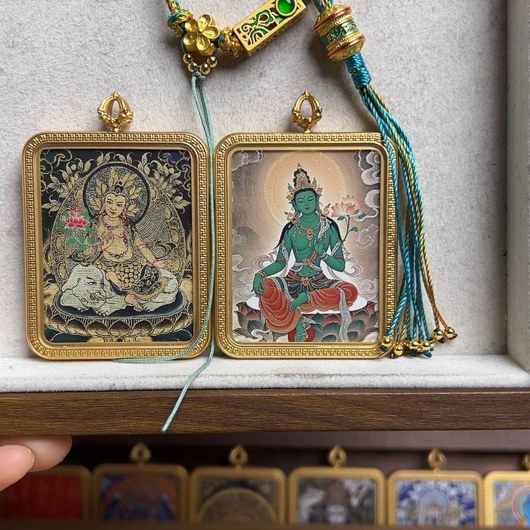 大***小吊坠双面绿妈妈普贤