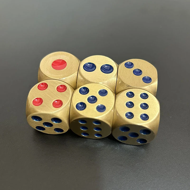 铜帮主黄铜实心骰子一掷千金益智麻将大号色子解压游戏趣味骰子