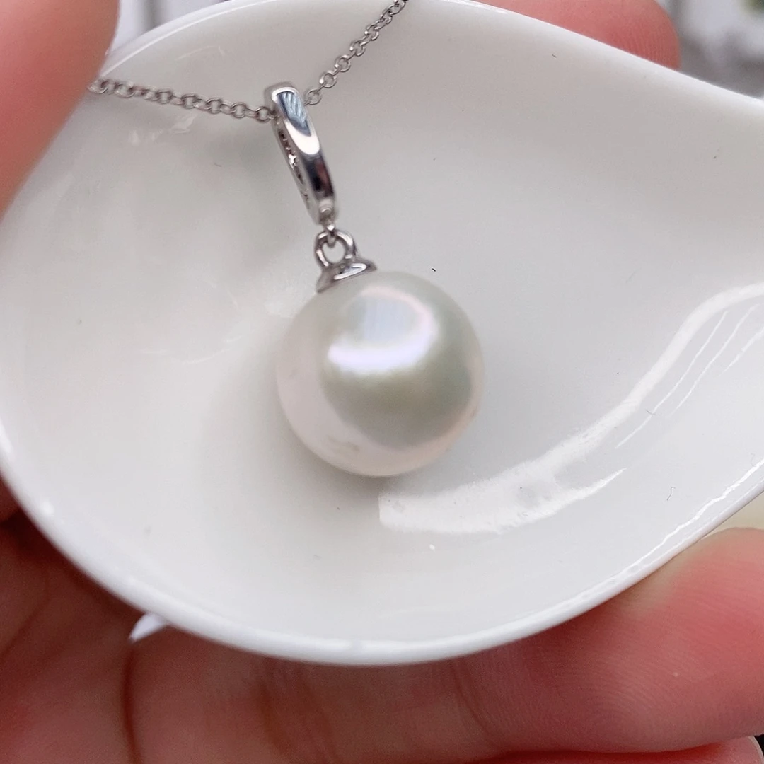 淡水珍珠银S925镶嵌吊坠(赠链)12/13mm